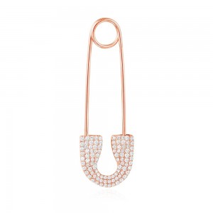 Mono 'Safety Pin' Earring - pink silver