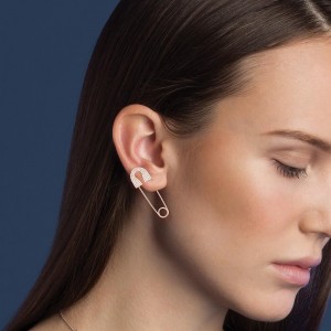 Mono 'Safety Pin' Earring - pink silver