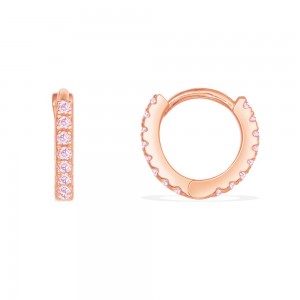 Pink Silver Mini Hoop Earrings