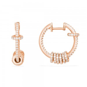 Pink Silver Hoop Earrings With Sliding Rings