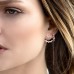 Pink Silver Up And Down Earrings With Dropping Chains