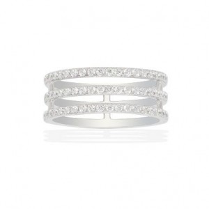 Silver Glamour Triple-circles Ring