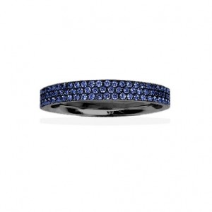 Black Silver 3-line Pave Ring