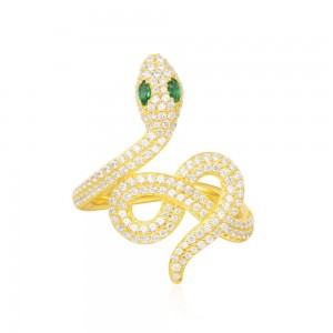 Yellow Silver Serpentine Statement Ring