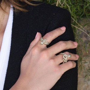 Yellow Silver Serpentine Statement Ring