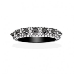 Dark Gray Silver Hérisson Ring