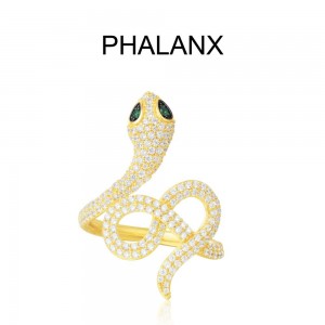 Yellow Silver Serpentine Statement Phalanx Ring