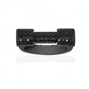 Black Silver U-shaped Screw Cuff Ring