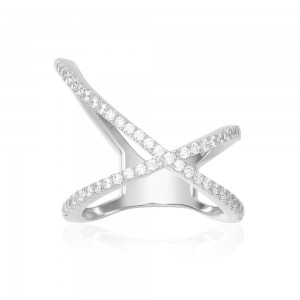 Silver X-shaped  Ring