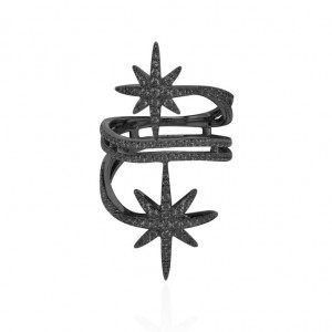Double Meteorites Noires Silver Ring