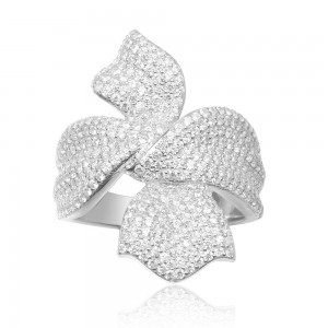 Silver Christmas Ribbon Ring