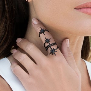 Meteorites Noires Silver Phalanx Ring