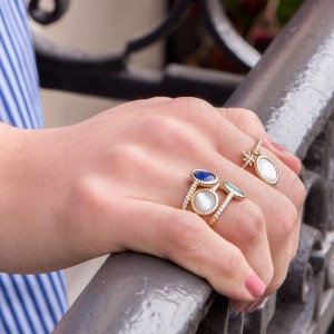 Yellow Silver Star Ring With Lapis