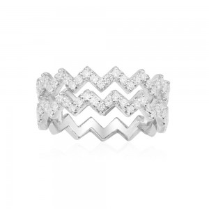 Silver 2-line Up And Down Ring