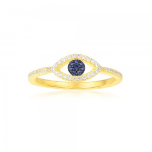 Yellow Silver Mini Lucky Eye Ring