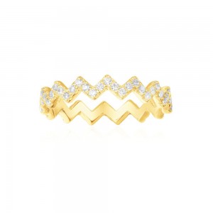 Yellow Silver Up And Down Ring