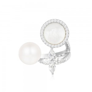 Silver Eternelle Ring With Pearl & Mother Of Pearl
