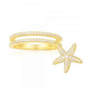 Yellow Silver Seastar Ring