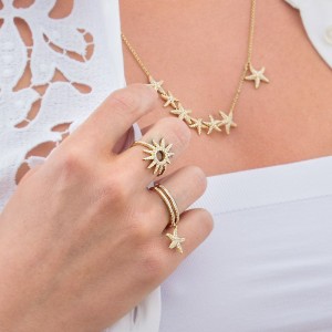 Yellow Silver Seastar Ring