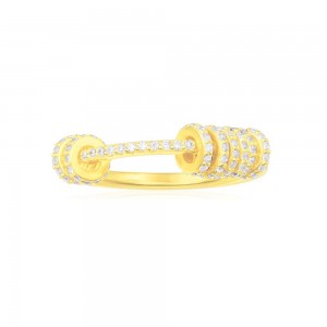 Yellow Silver Ring With Sliding Mini Rings
