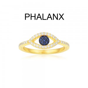 Yellow Silver Lucky Eye Phalanx Ring