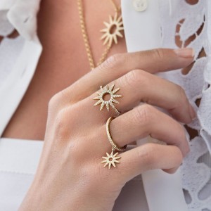 Yellow Silver Sun Ring
