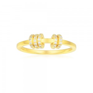 Yellow Silver Ring With 5 Sliding Mini Rings