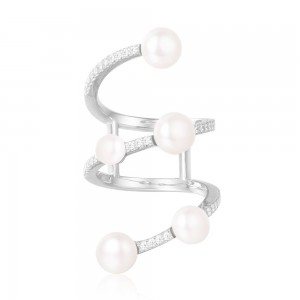 Toi Et Moi S-shape Ring With Pearls