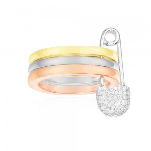 Trio 'Safety Pin' Ring - pink, yellow silver