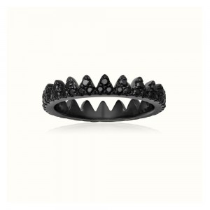 Black Silver Spikes Ring