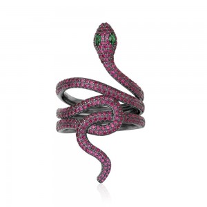 Black Silver Serpentine Statement Ring
