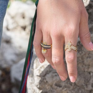 Yellow Silver Falcon Ring