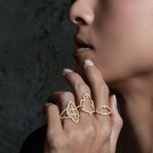 Yellow Silver Mask Ring