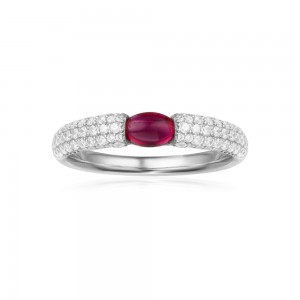 Silver Bonbon Ring With Synthetic Red Stone