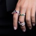 Navy And Green Bonbon Silver Spiral Ring