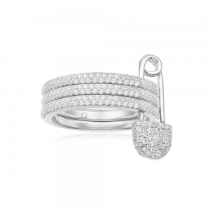 Trio 'Safety Pin' Ring - silver