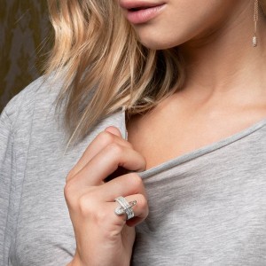 Trio 'Safety Pin' Ring - silver