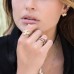 Yellow Silver Safety Pin Trio Ring With Red Stones