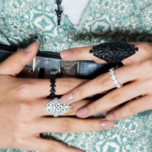 Black Silver Dragon Tail Ring