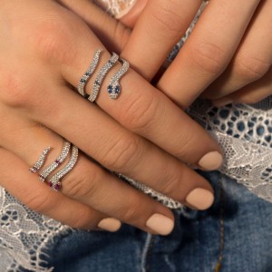 Silver Blue Kaa Ring