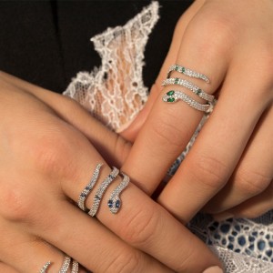 Silver Green Kaa Ring