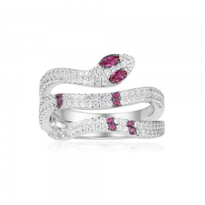 Silver Red Kaa Ring