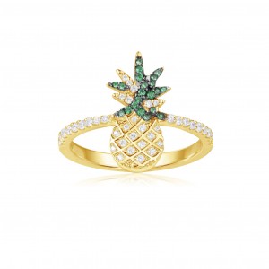 Yellow Silver Arc-en-ciel Pineapple Ring
