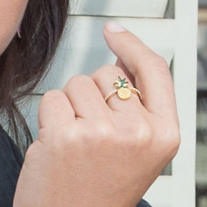 Yellow Silver Arc-en-ciel Pineapple Ring