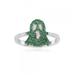 Silver Green Little Ghost Ring