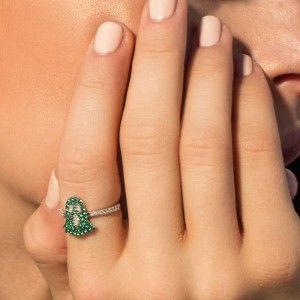Silver Green Little Ghost Ring