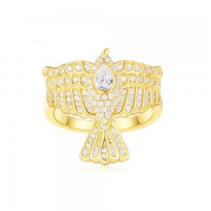 Yellow Silver Falcon Ring