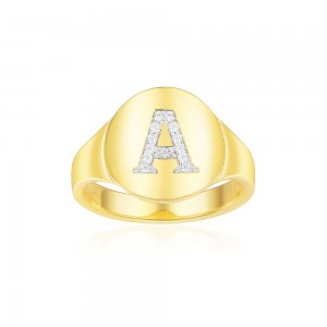 Yellow Silver Alphabet-a Ring