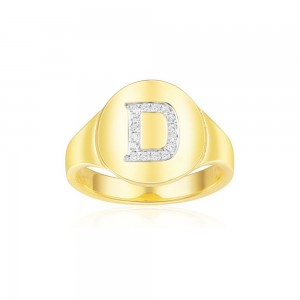Yellow Silver Alphabet-d Ring
