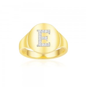Yellow Silver Alphabet-e Ring